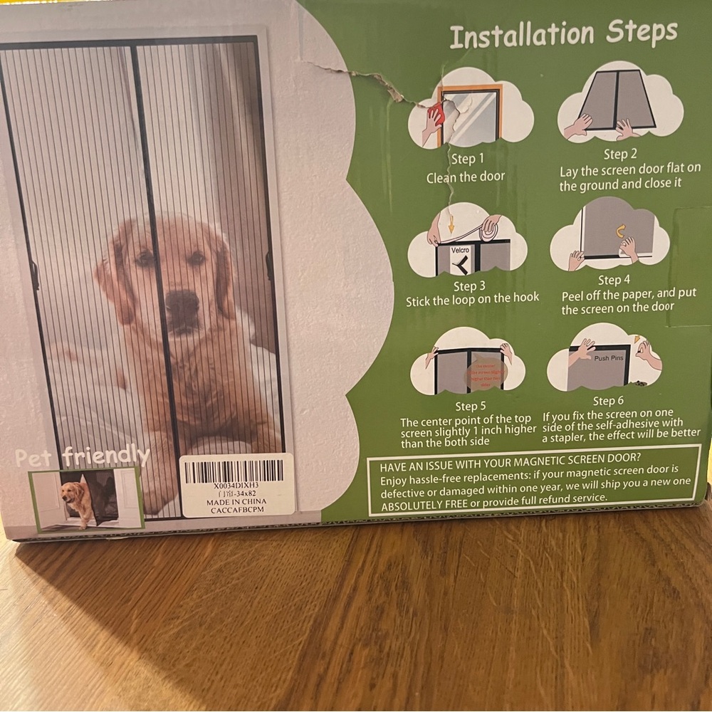 Magnetic Pet Screen Door - Black